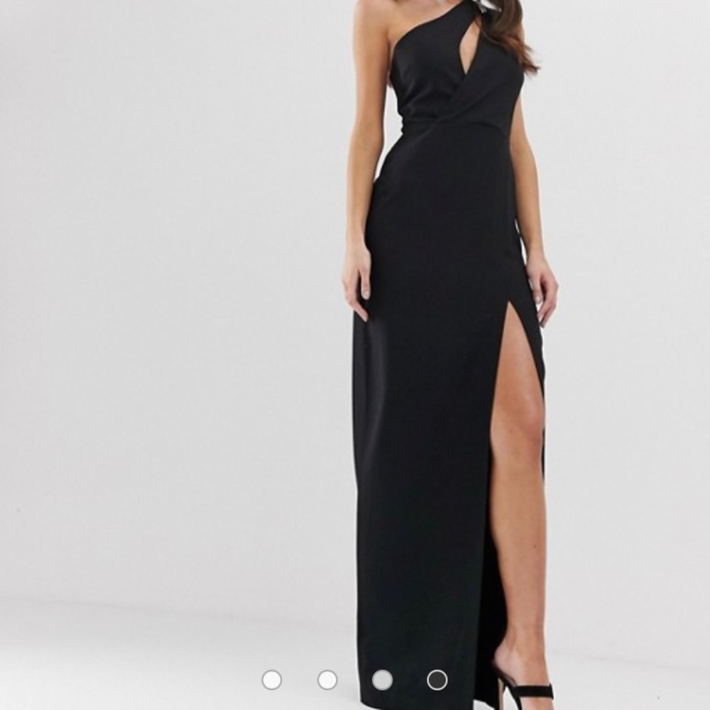 VESPER one-shoulder maxi dress in black